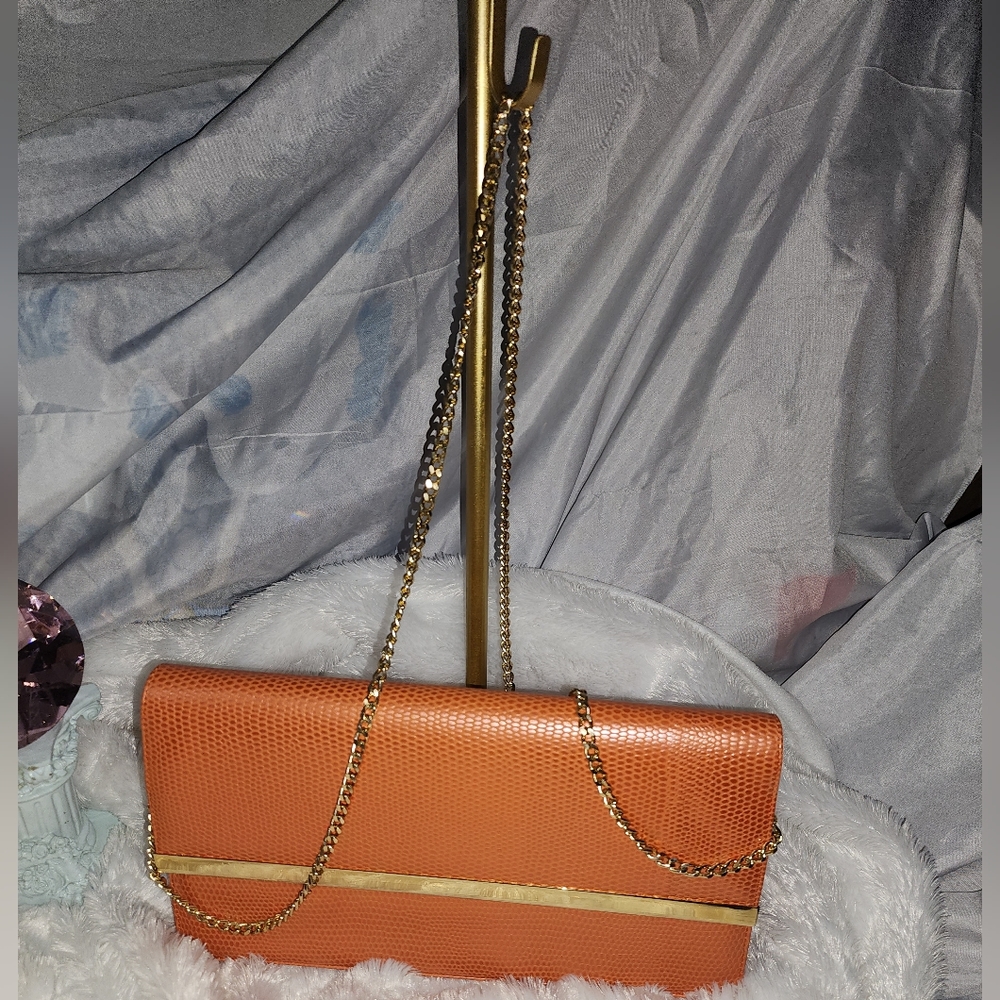 Timothy Hitsman Bag, Vintage, EUC, Snakeskin pattern, Gold Trim,Made in Spain